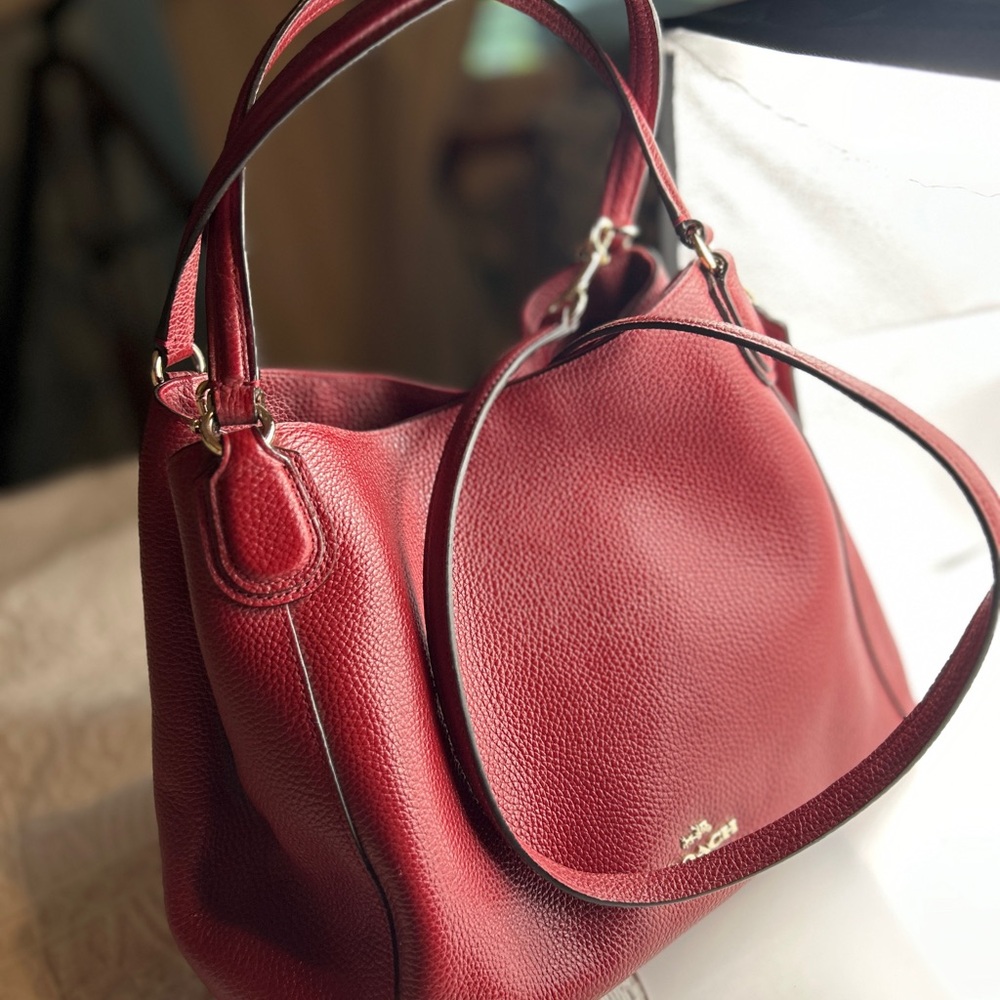 Coach Edie red pebbled leather